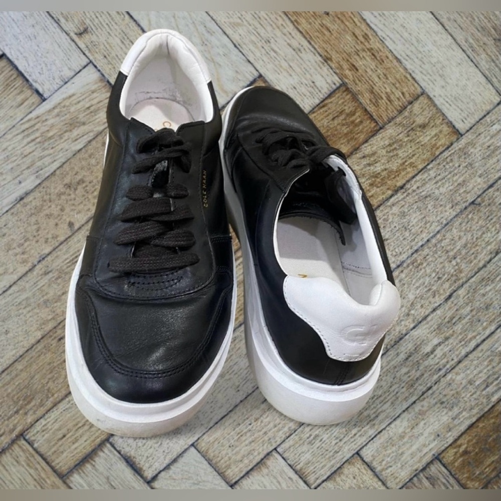 Cole Haan Grandpro Rally Court Sneaker Black Leather Shoes Lace Up - Picture 4 of 7